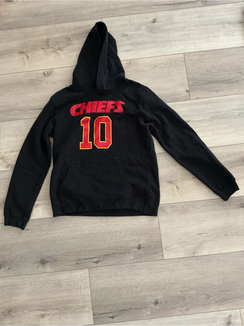 Kansas City Chiefs #10 Black Hoodie with Red & Gold Lettering
